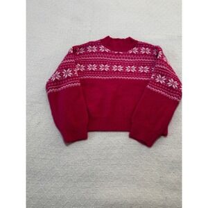 Art Class Kids Girls Mock Neck Snowflake Fair Isle Sweater Bright Pink XL 14 16